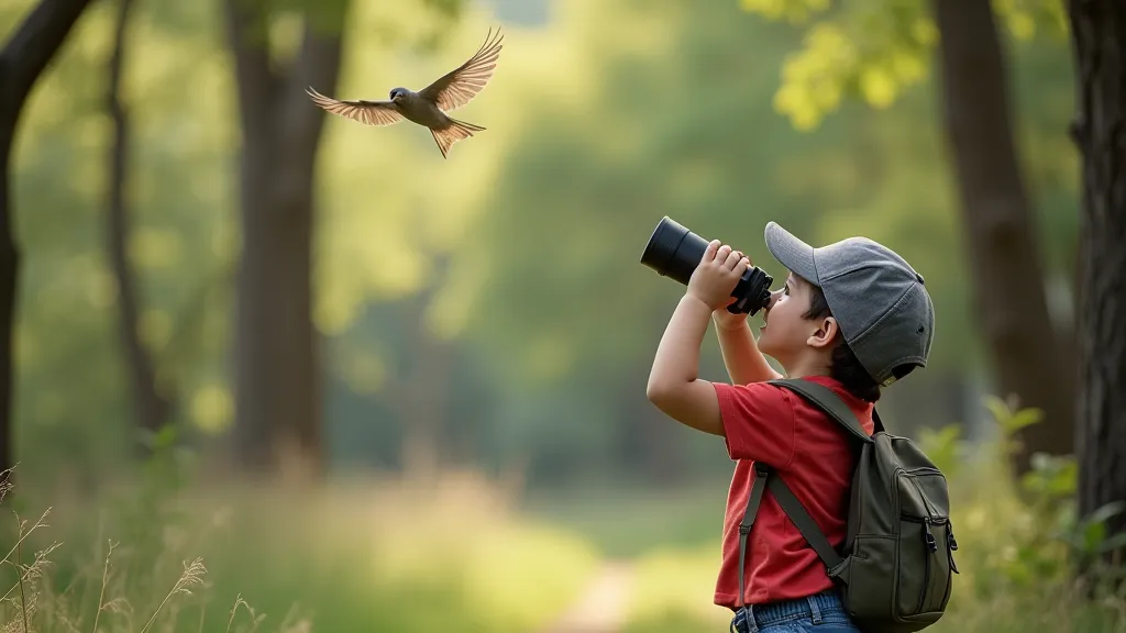 Child bird watching in Texas