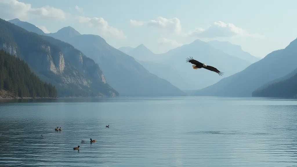 Bald Eagle flying over Patagonia Lake