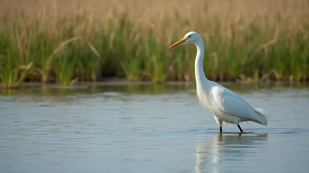 Great Egret in Rhode Island Salt Marsh