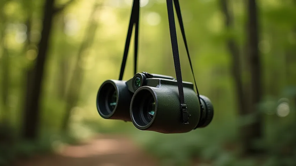 Binoculars in a forest