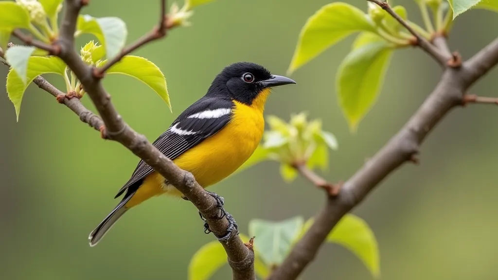 Male Blackburnian Warbler in spring foliage