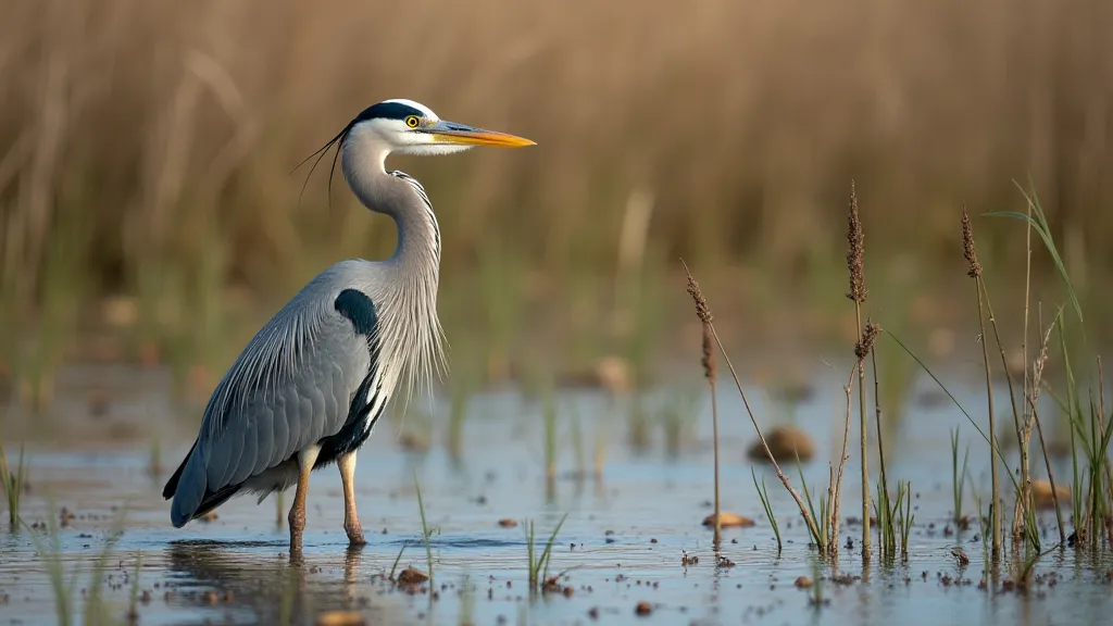 Blue Heron in wetland