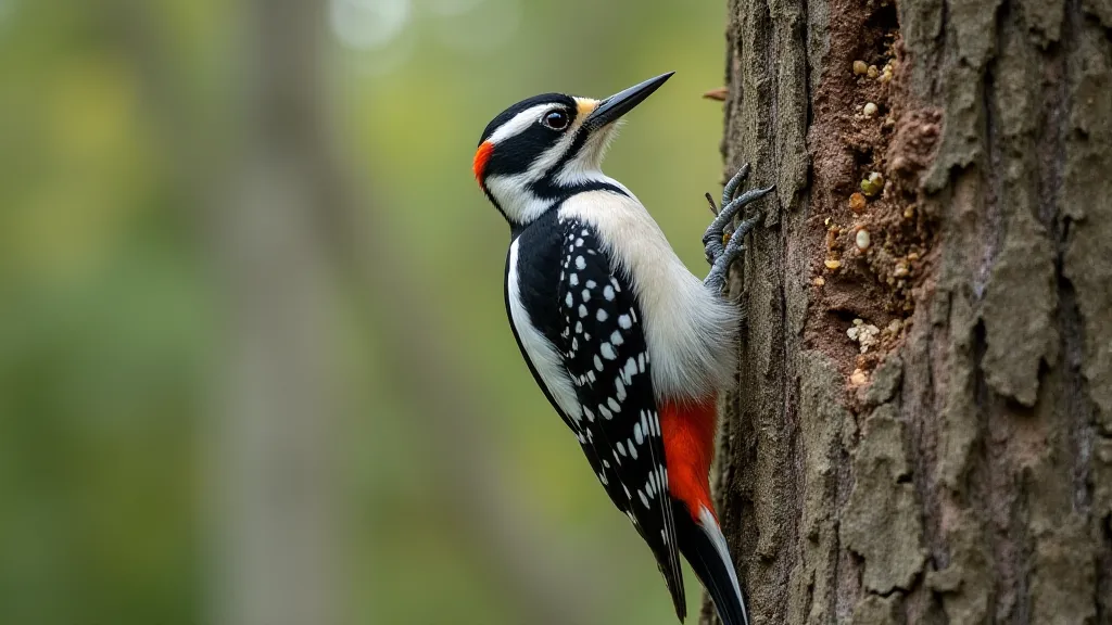Downy Woodpecker foraging