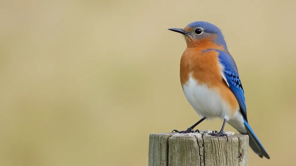 Eastern bluebird on a fence post