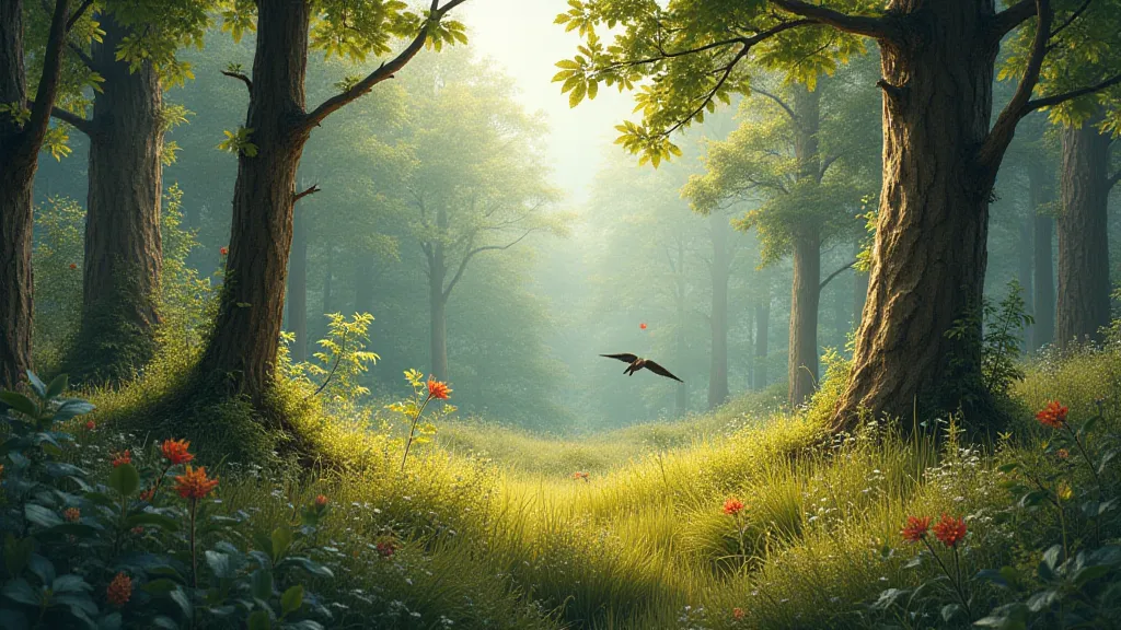 Birds foraging in a native woodland