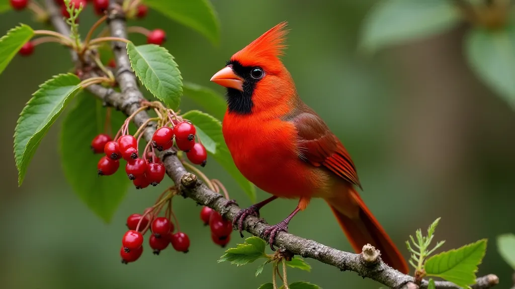 Northern Cardinal on a bush
