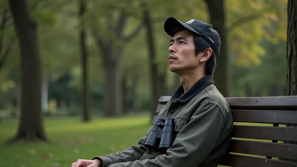 Person listening to birdsong in a park