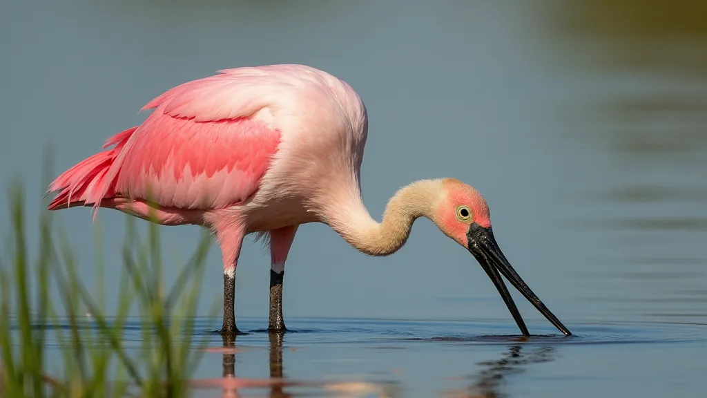 Roseate Spoonbill foraging