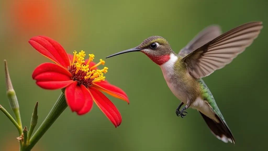Ruby-throated Hummingbird feeding