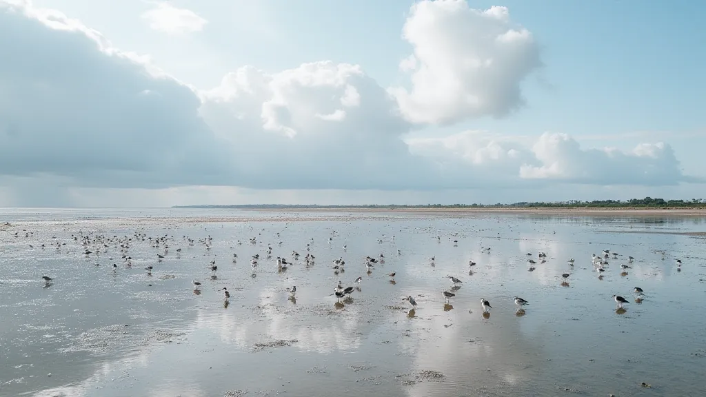 Shorebirds foraging in Tillamook Bay