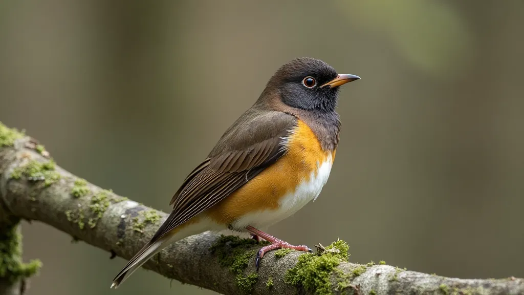 Varied Thrush on a mossy branch